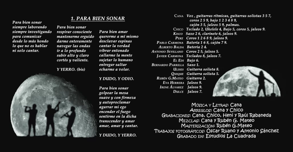 Parte de la carátula interior del disco Amares