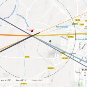 Mapa para localizar el punto para fotografiar a la luna tras los músicos
